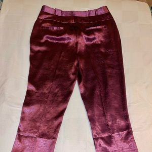 Purple Satin Waist Crop Pants